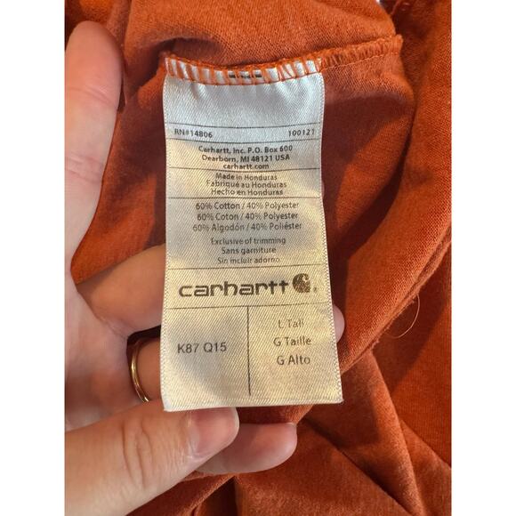 Carhartt L Tall Orange Pocket T-Shirt Men’s Loose Fit Workwear Heavyweight Tee - Picture 6 of 10